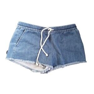 Arie light was draw string raw him jean shorts‎